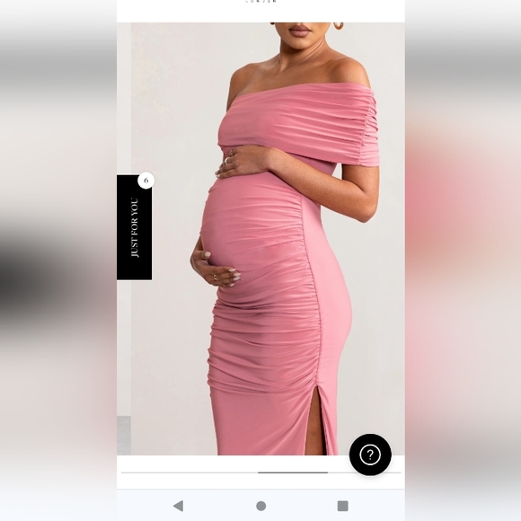 Odelia | Blush Maternity Midi Dress with Asymmetric Sleeve and Side Split US 12 - Picture 2 of 3